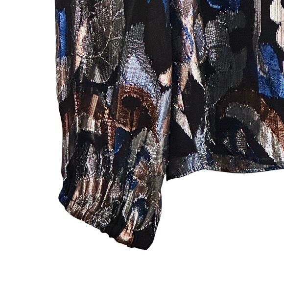 Ramy Brook S Trey Metallic Floral v neck button down Blouse - Picture 9 of 9